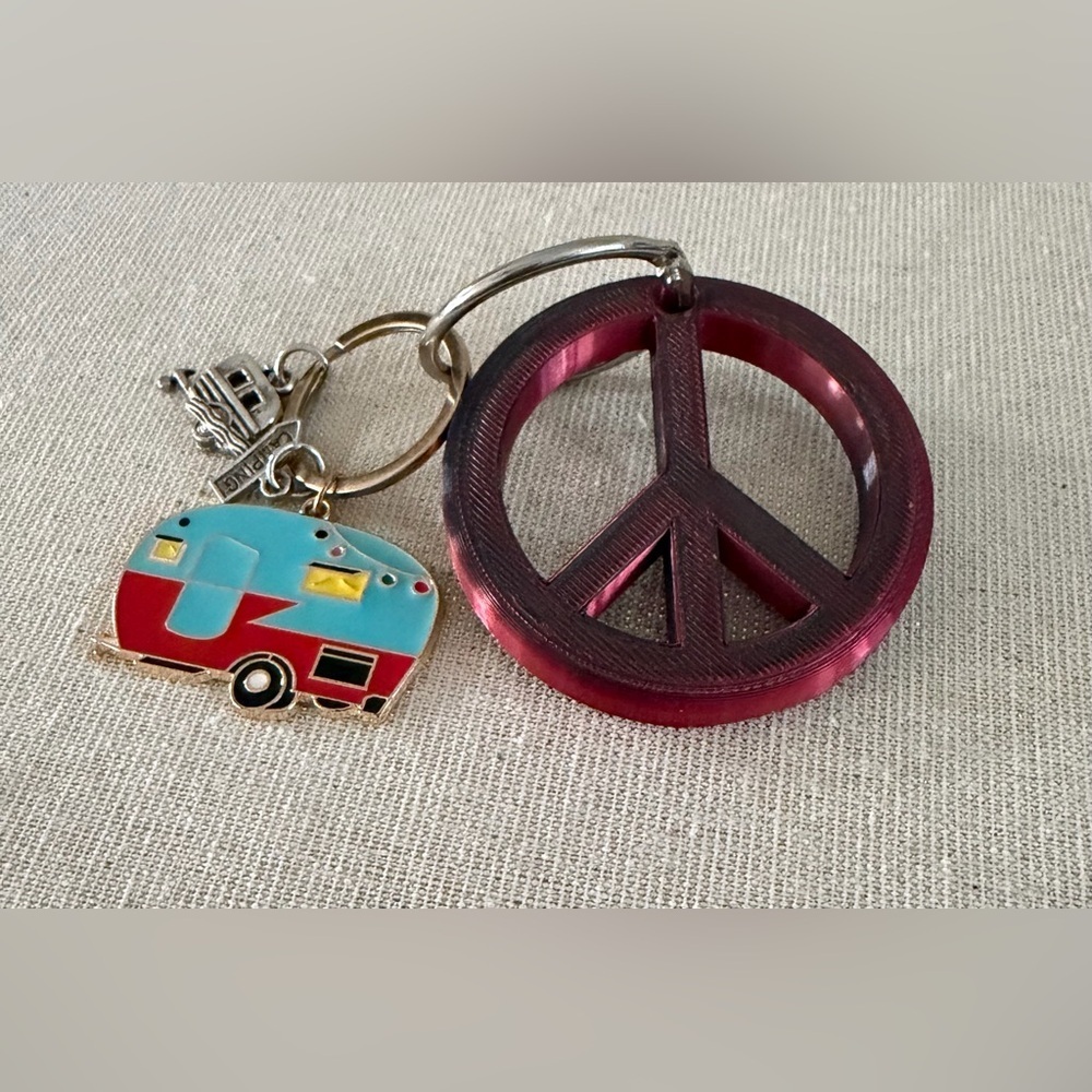 Camper and peace sign Keychain.